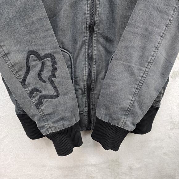 Fox Racing Hooded Jacket Mens Medium Gray Embroidered Vtg Y2K Motocross - Picture 4 of 15